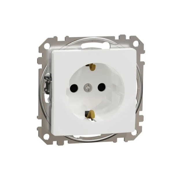 Розетка одинарная Schneider Sedna Design с/с со шторками Белый (28429708)