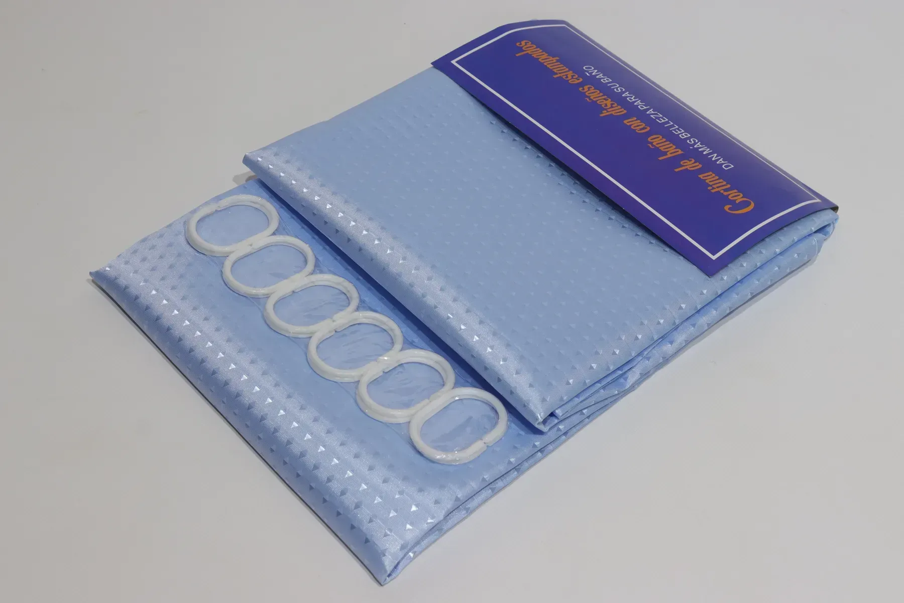 Шторка для ванной с кольцами однотонная 240х180 см Бледно-голубой (5314/paleblue)