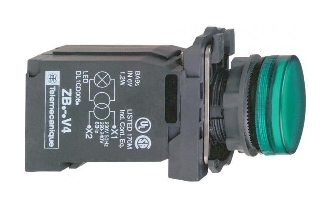 Лампа сигнальная Schneider Electric Harmony XB5 22 мм LED 240 V AC Зеленый (XB5AV43) Лампа сигнальная Schneider Electric Harmony XB5 22 мм LED 240 V AC Зеленый (XB5AV43)