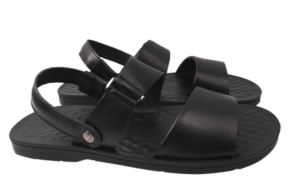 Босоножки мужские Tibet из кожи на низком ходу с открытой пятой р. 45 Черный (124-21LBC)