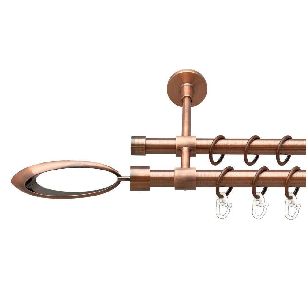 Карниз Orvit Венеция двухрядный гладкий 16/16 мм 240 см Античная медь (00-00019800)