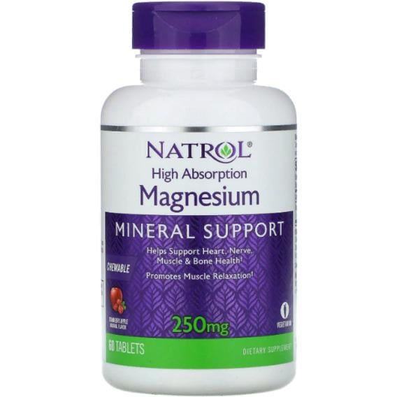 Микроэлемент Магний Natrol High Absorption Magnesium 250 мг 60 Tabs Apple Natural Flavor (NTL-07066)