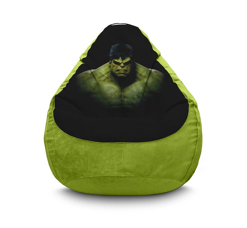 Кресло мешок iPuff Hulk Portrait Флок XL 80x110 см Оливковый