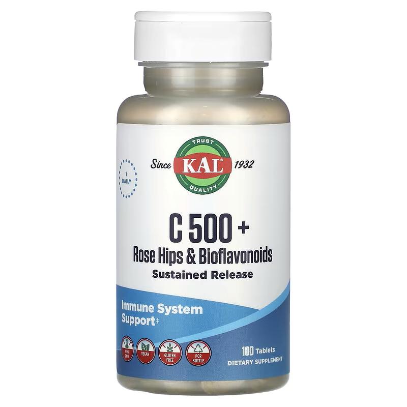 Витамин C+ плоды шиповника и биофлавоноиды KAL C 500+ Rose HipsBioflavonoids 100 таб.