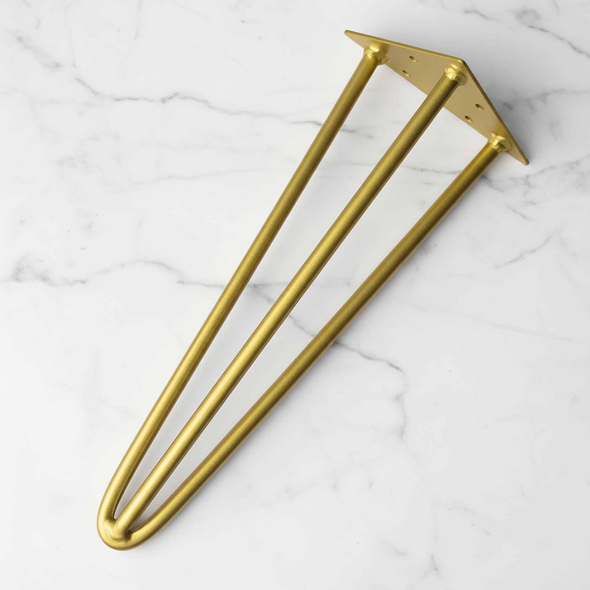 Ніжка-шпилька для журнального столу потрійна з металу 350 мм Золотий (1132)