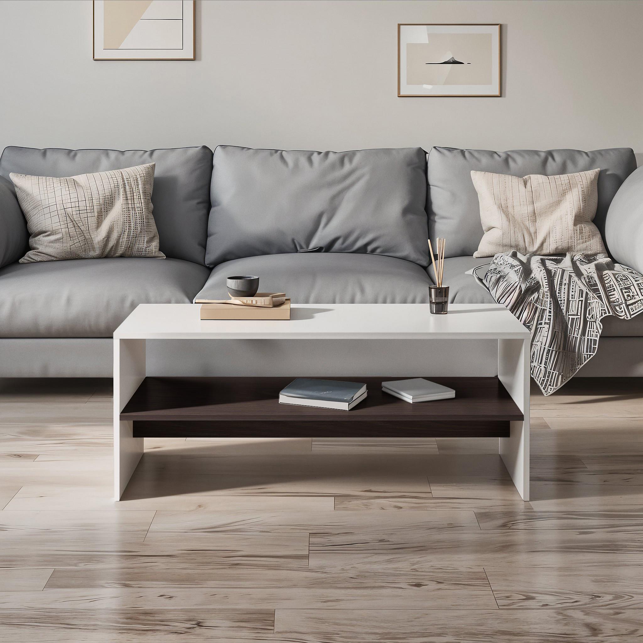 Журнальний стіл F-80 996х398х400 мм Білий/Венге Магія - фото 2 Журнальний стіл F-80 996х398х400 мм Білий/Венге Магія - фото 2