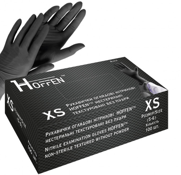 Перчатки нитриловые одноразовые без пудры 100 шт. XS Черный Перчатки нитриловые одноразовые без пудры 100 шт. XS Черный