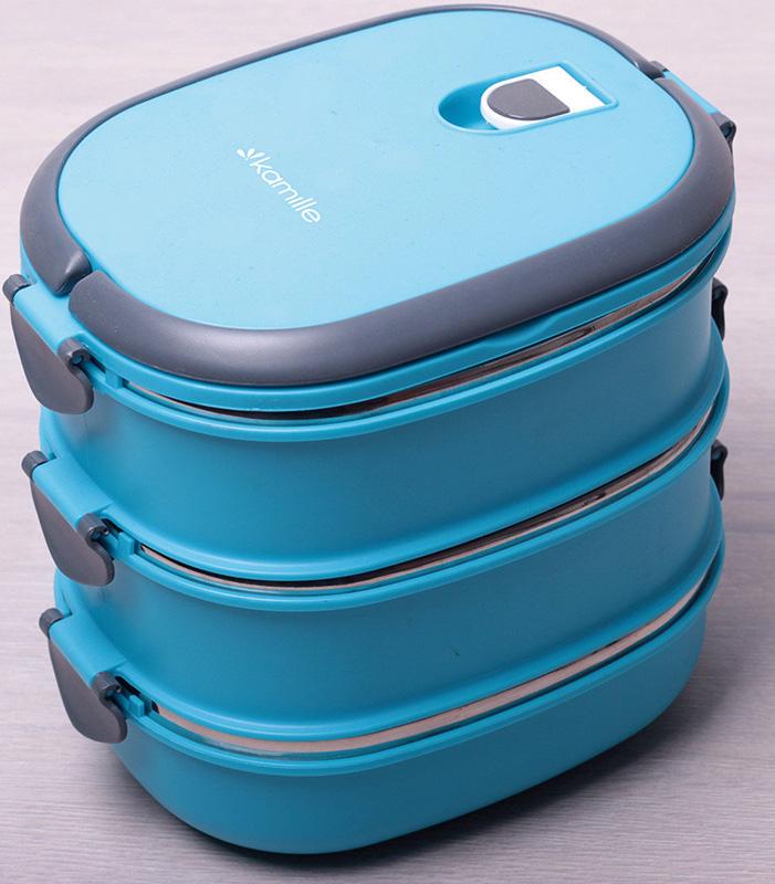 Ланч-бокс Kamille Priori 3 емкости 900 мл 2700 мл 20х14,5х18,5см