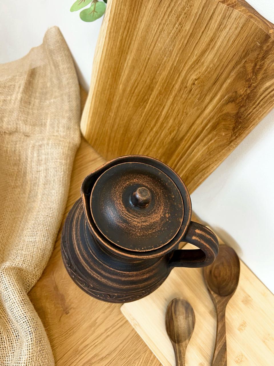 Кувшин керамический глиняный резной с ручкой декор 2,5 л (3000-39) - фото 5