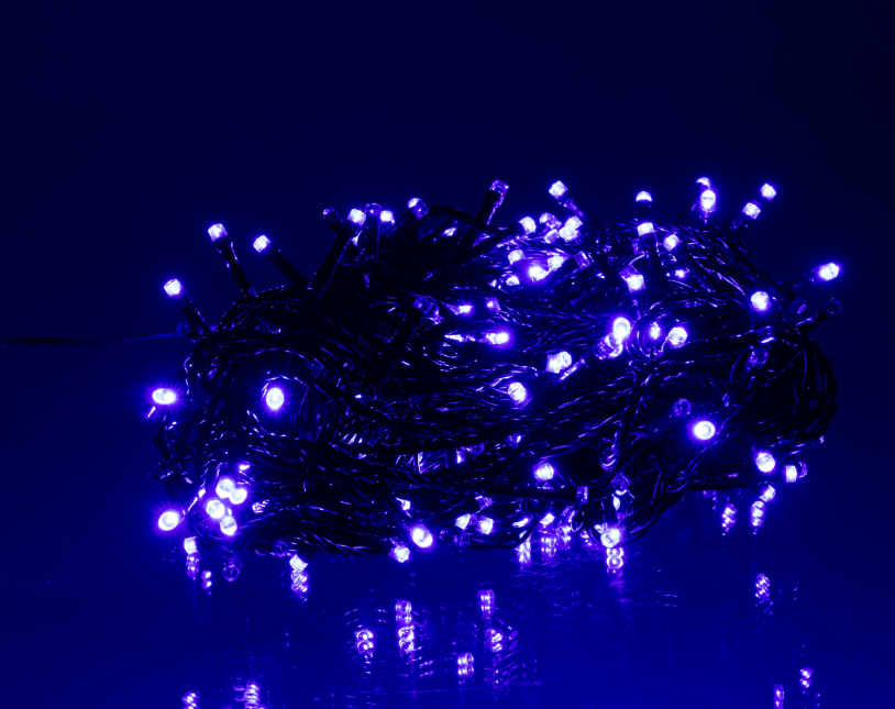 Гирлянда нить уличная 300 LED 30 м от сети черная нить Синий - фото 3