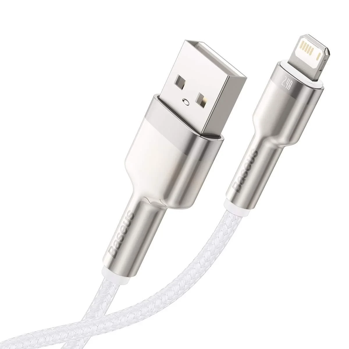 USB кабель BASEUS Lightning Cafule Series Metal Data Cable 2 м 2.4A White - фото 3