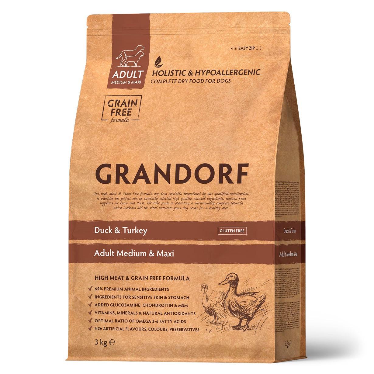 Корм сухой для взрослых собак Grandorf Holistic Duck & Potato All Breeds с уткой и картофелем 3 кг (GR7088)