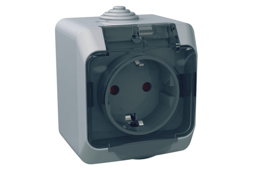 Розетка Schneider Cedar Plus IP44 Сірий (16А) Розетка Schneider Cedar Plus IP44 Сірий (16А)