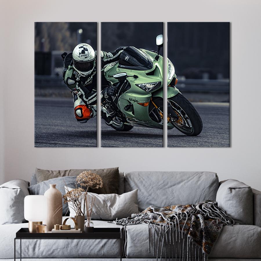 Модульная картина триптих Мощный мотоцикл Kawasaki Ninja 78x48 см (121-31)