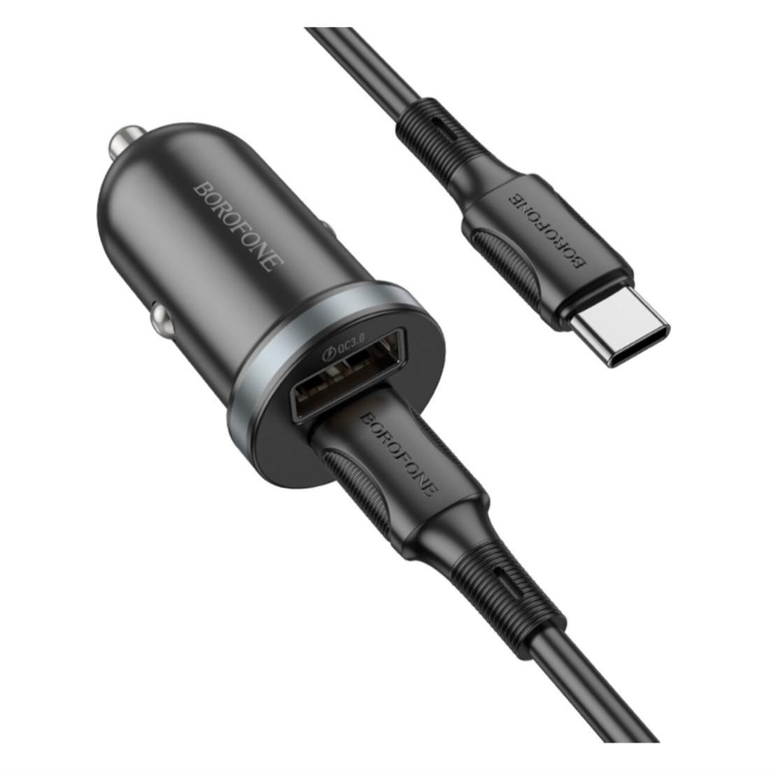 Автомобильное зарядное устройство Borofone BZ22 Scenery dual-port PD30W/QC3.0 Type-C to Type-C Black Автомобильное зарядное устройство Borofone BZ22 Scenery dual-port PD30W/QC3.0 Type-C to Type-C Black