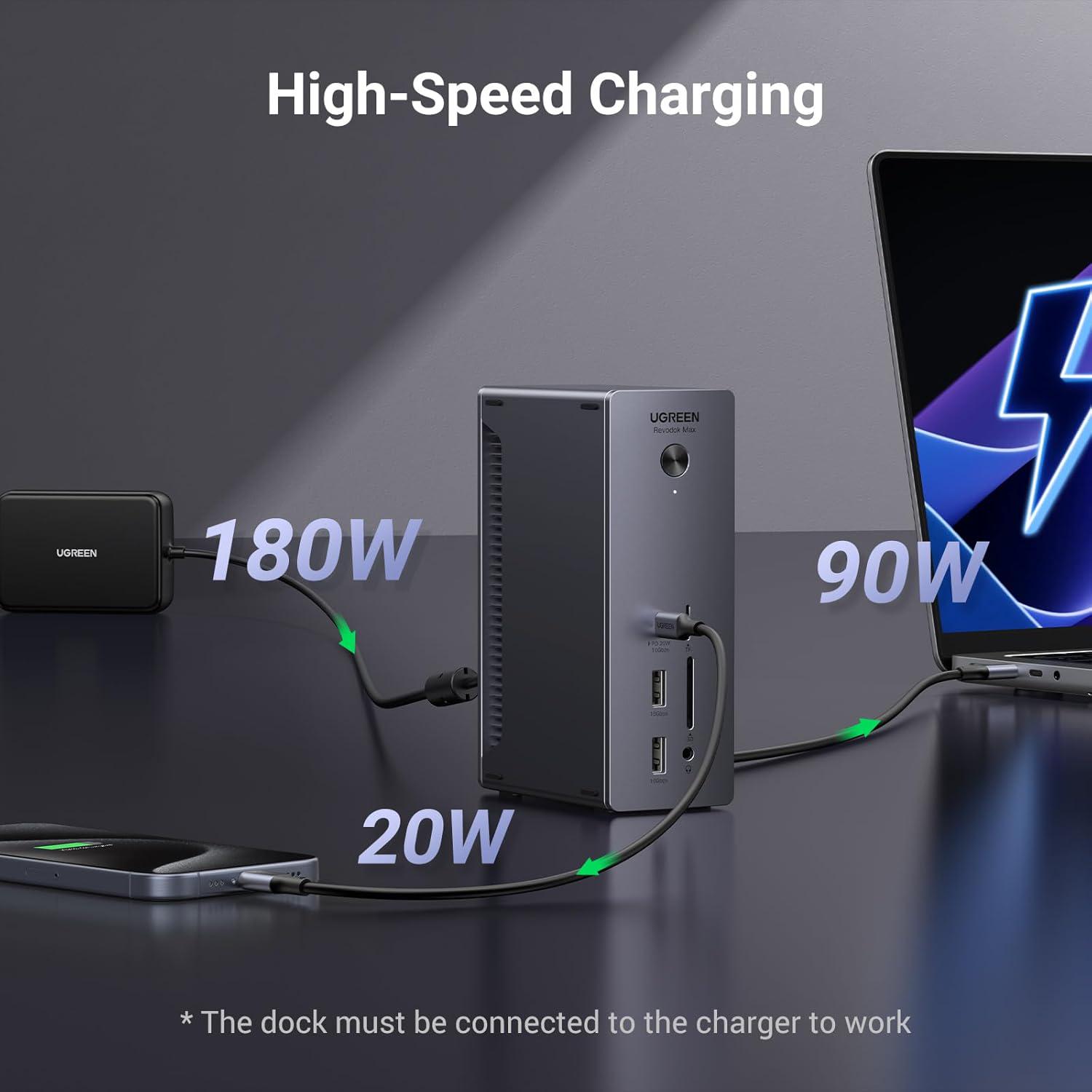 Концентратор UGREEN U710 Revodok Max 213 Thunderbolt 4 док-станция 40 Гбит/с с двумя дисплеями 13в1 Grey (25054) - фото 3