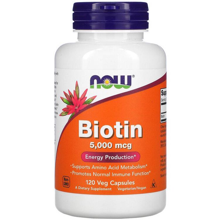 Биотин NOW Foods Biotin витамин B7 5000 мкг 120 капсул (908049182)