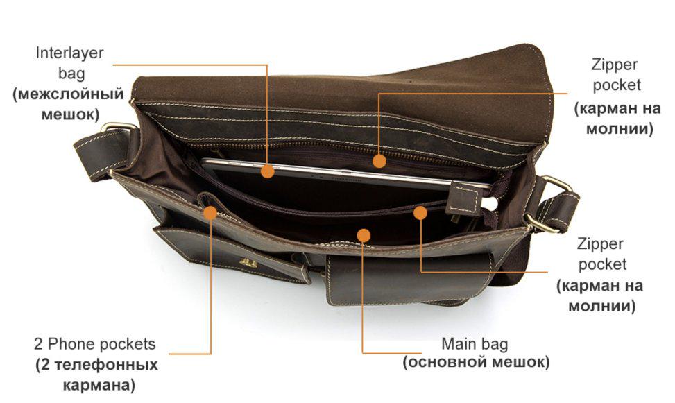 Сумка мужская Vintage 14697 с эффектом старины Коричневый - фото 5