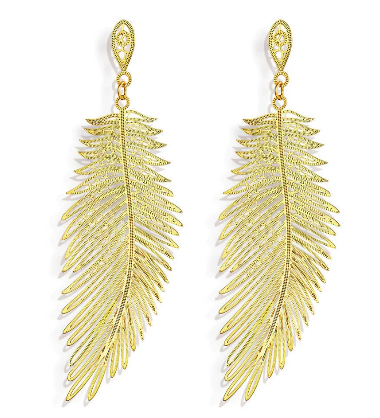 Серьги-гвозди Пера большие Золотистый (4C-59-1537)