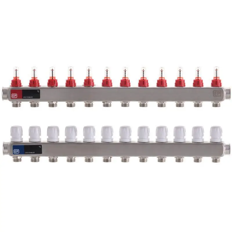 Коллектор Europroduct на 12 выходов в сборе для теплого пола 1"-3/4"