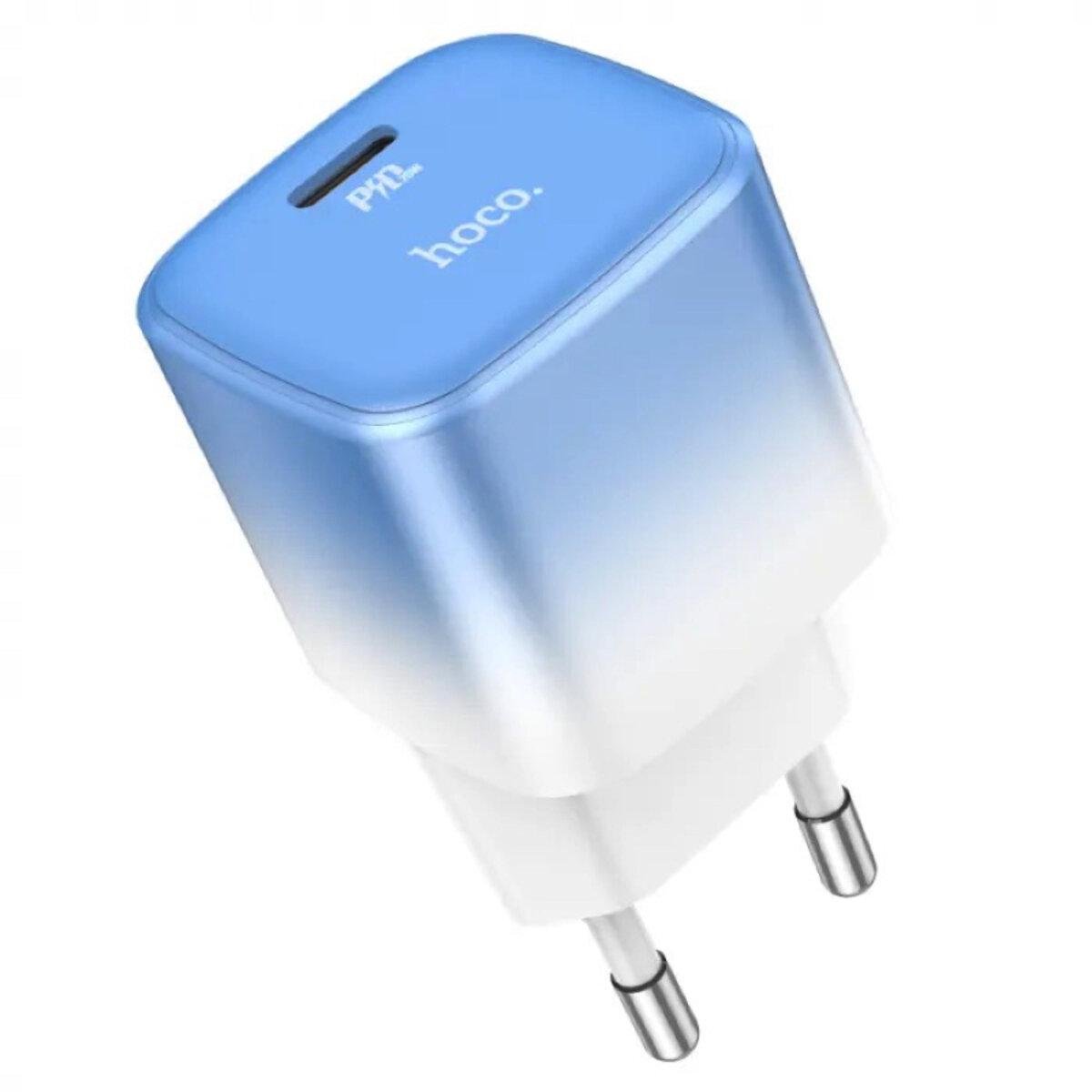 Зарядний пристрій Hoco C101A Single Port PD20W Charger Type-C 5V 3A Ice Blue (6931474769374)