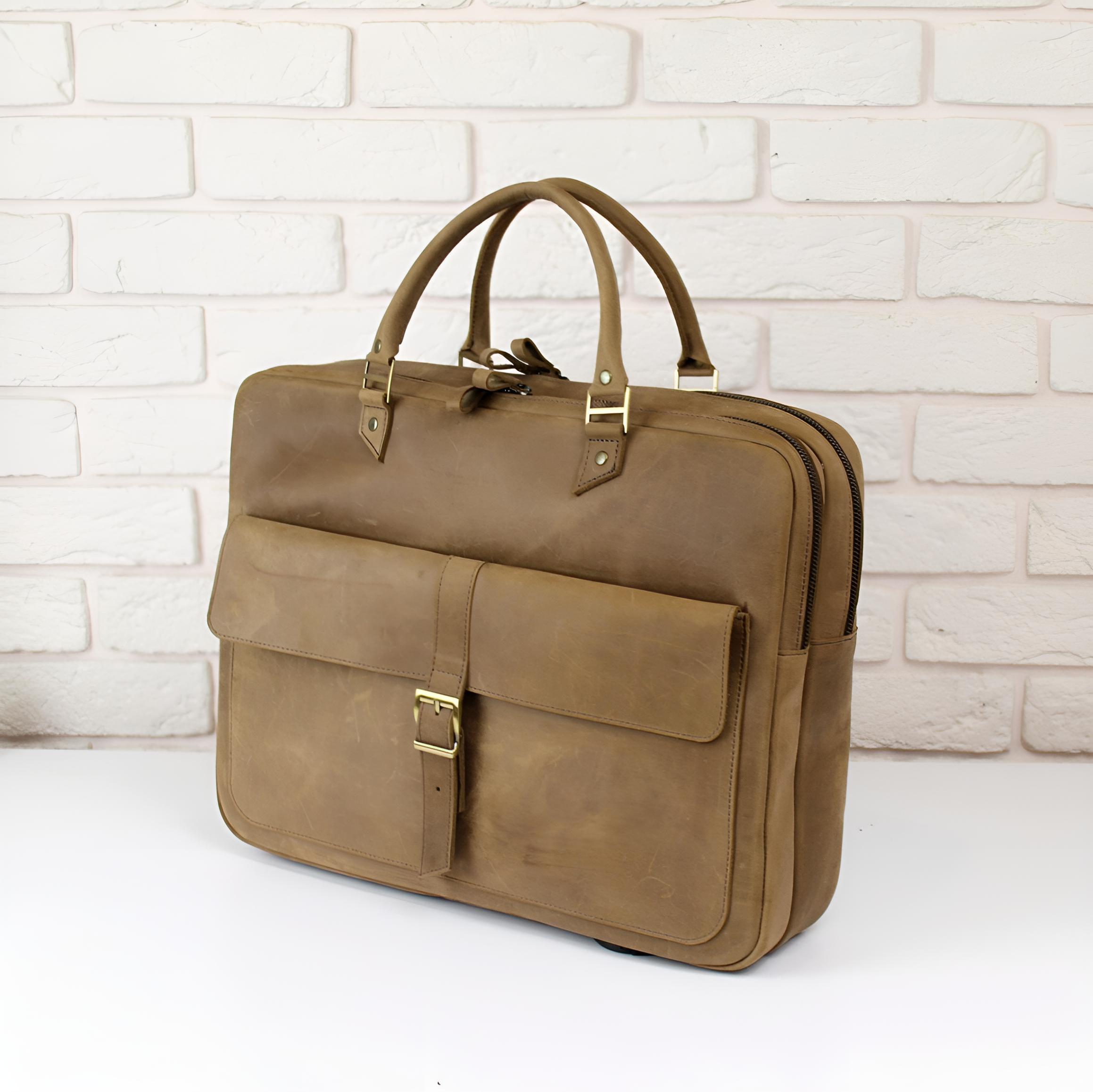 Мужская сумка-деловая Crazy Horse кожаная Оливковый (СВКД1234)