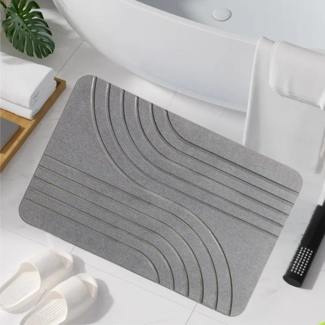 Коврик универсальный для душа и ванной комнаты/кухни/прихожей каменный из диатомита 60х39 см Темно-серый Коврик универсальный для душа и ванной комнаты/кухни/прихожей каменный из диатомита 60х39 см Темно-серый