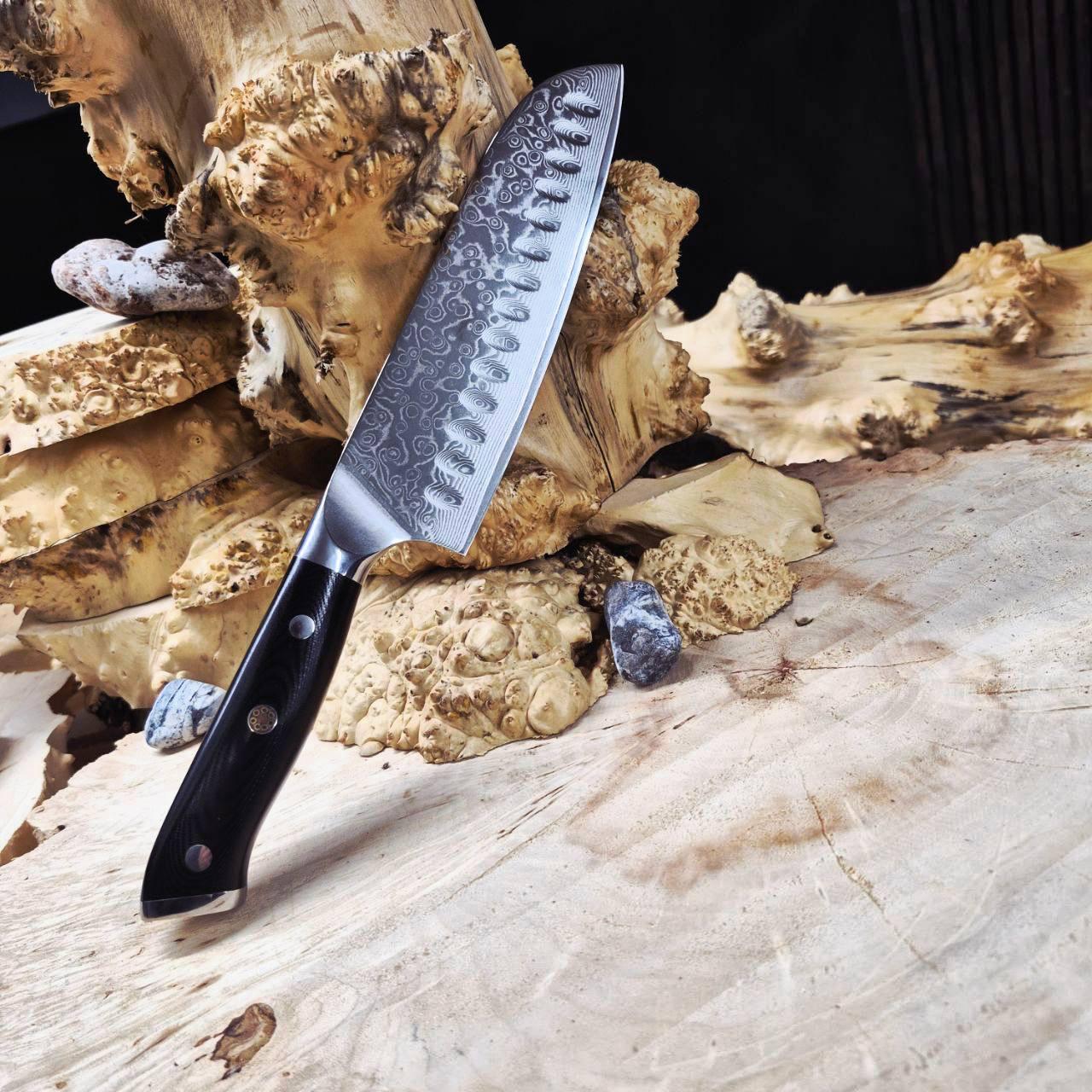 Кухонный нож Сантоку 1с сердечником VG10 и рукоятью из композита G10 18 см