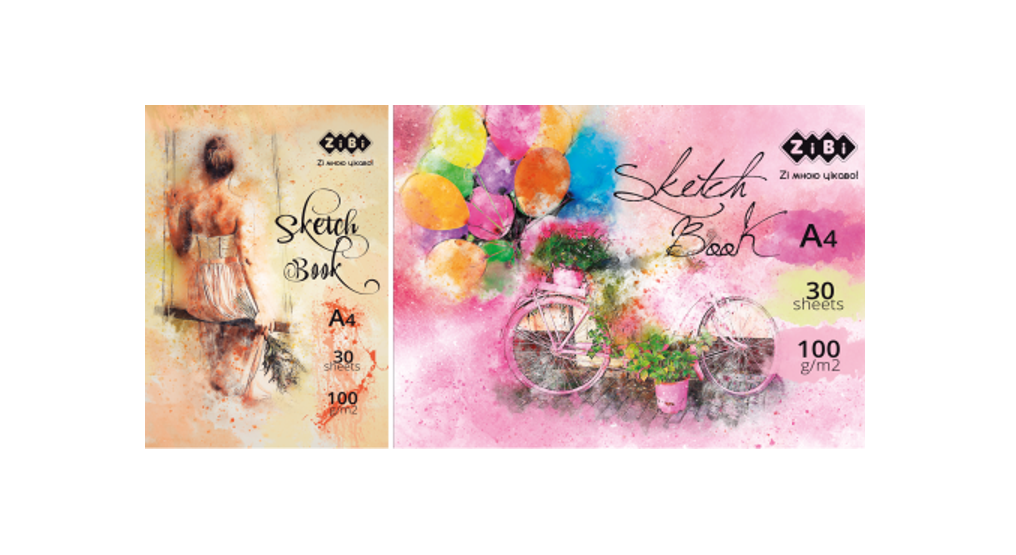 Скетчпад ZiBi Art Line А4 клеєний білий блок на твердій основі 100 г/м2 30 арк. (MTT-163421)
