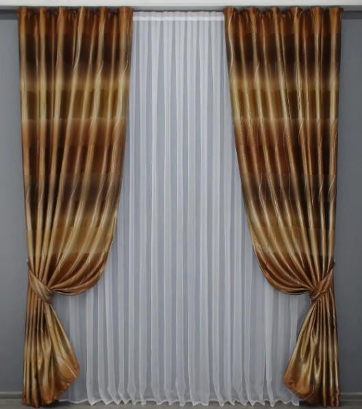 Фотошторы двухсторонние 1,5х2,7 м 2 шт. Коричневый (1387ш)