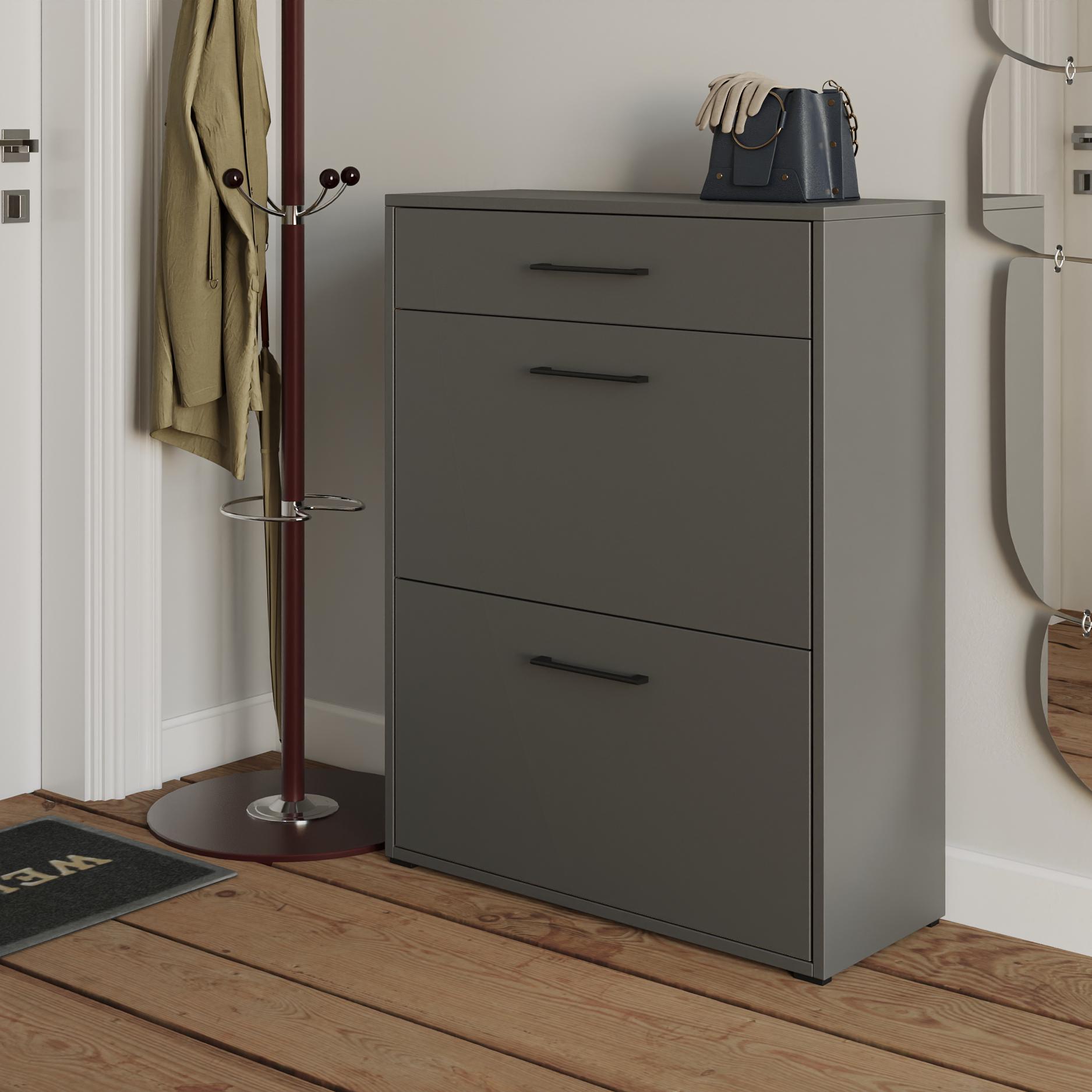 Тумба для обуви на 3 ящика T-207 700х280х920 мм Антрацит Тумба для обуви на 3 ящика T-207 700х280х920 мм Антрацит