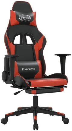 Компьютерное кресло геймерское vidaXL с подставкой для ног искусственная кожа Black/Red (3143700)
