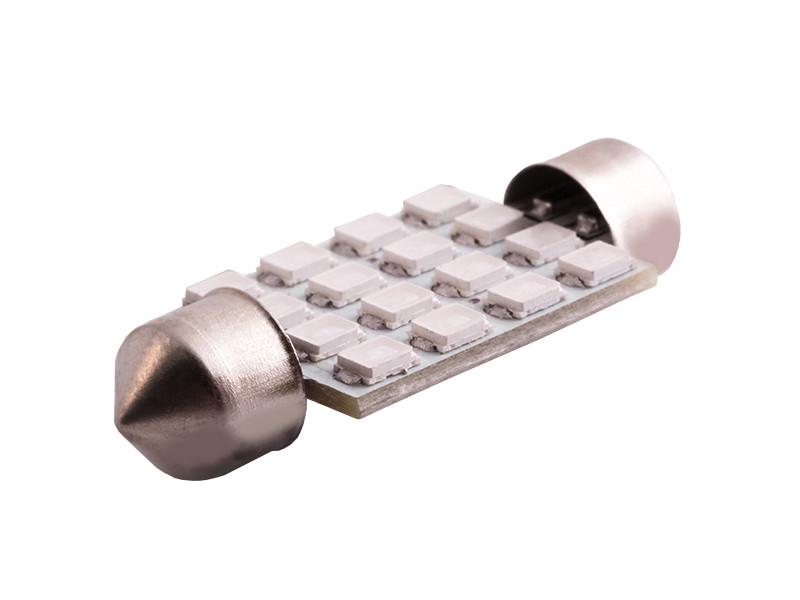 Автолампа светодиодная C5W SV8,5 12 В 39 мм SMD3528-16led Красный (1528)