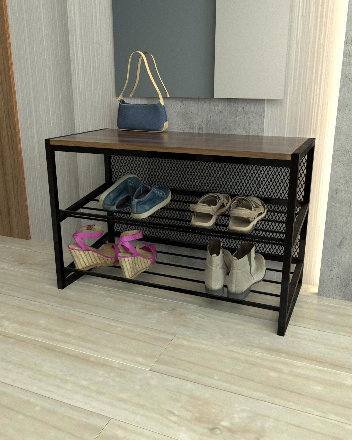 Полка для обуви EcoLoft Грід DSP-1383-11 в стиле лофт Орех Модена (32179074)