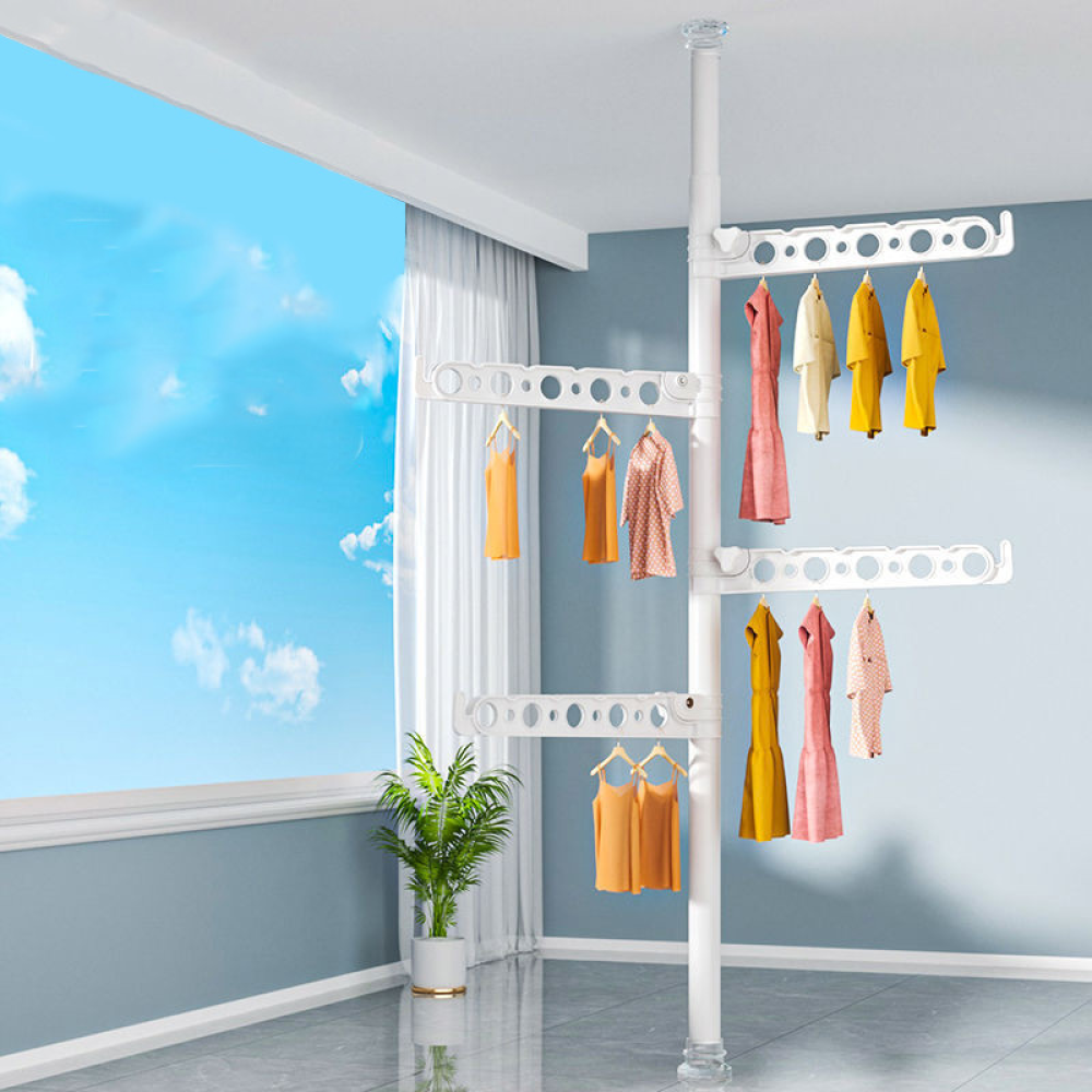 Сушилка для белья вертикальная ED-1287 регулируемая от пола до потолка White (784780558) - фото 11