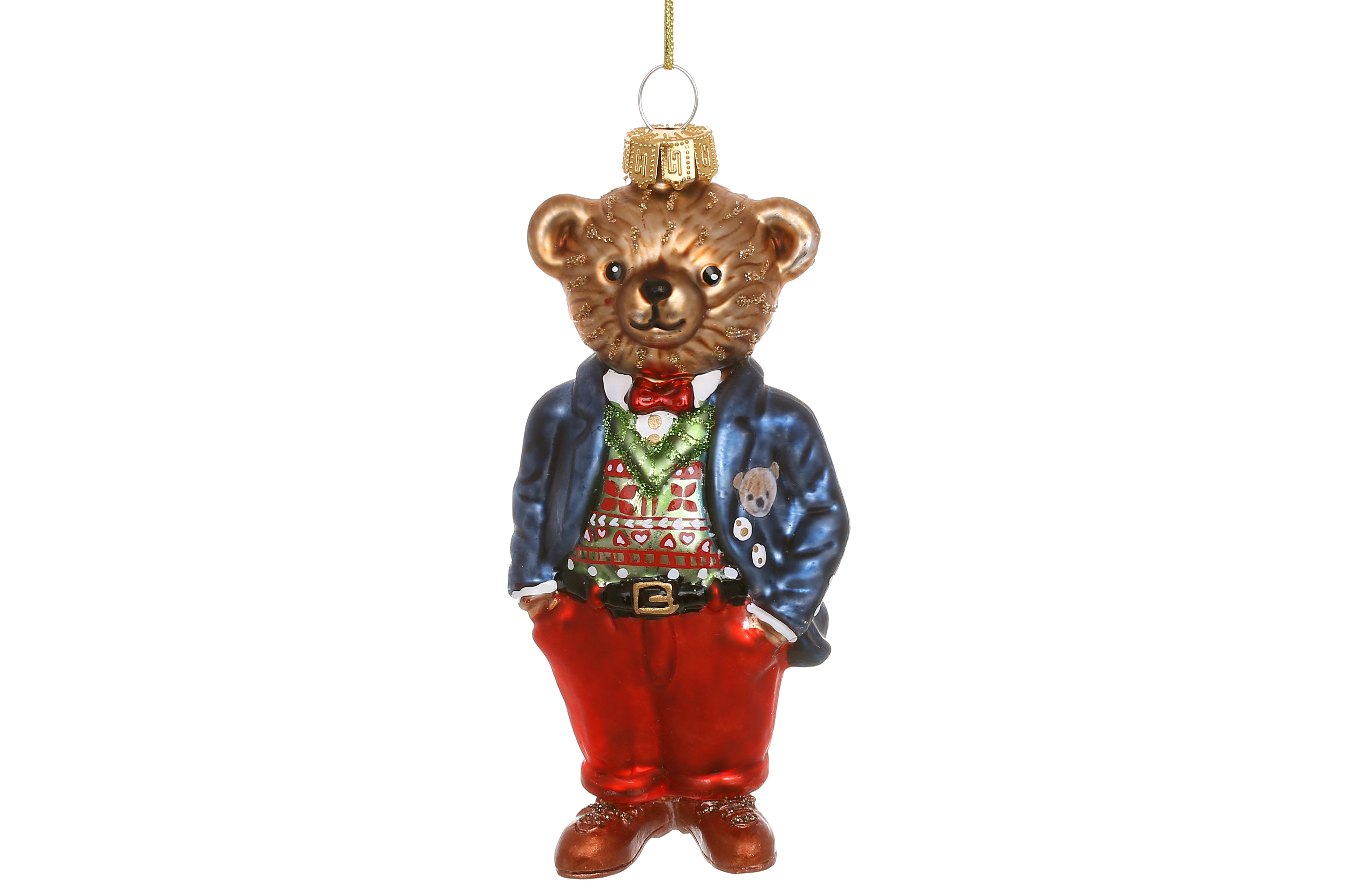 Іграшка на ялинку скляна BonaDi Тедді 11,5 см (NY29-477)