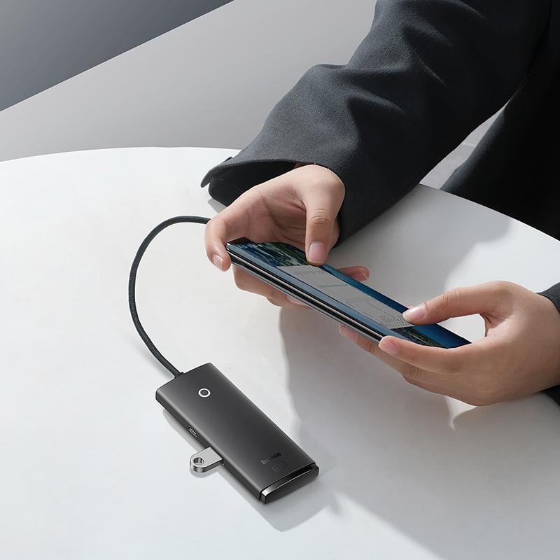 USB-хаб BASEUS Lite Series 4-Port Type-C HUB Adapter Type-C to USB 3.0х4 25 см Black (WKQX030301) - фото 9