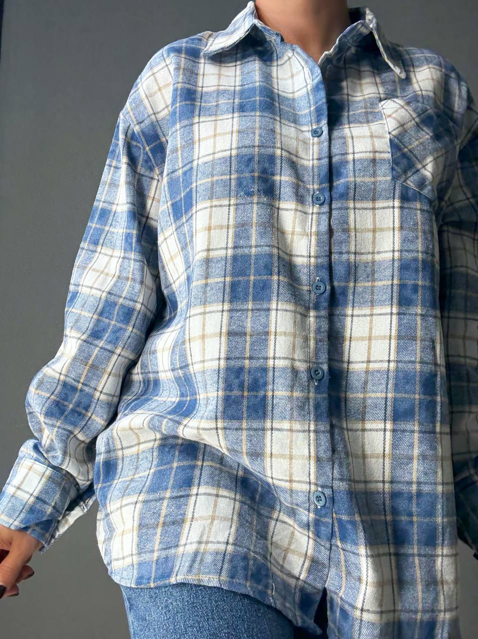 Сорочка жіноча YZY 7765 в клітинку оверсайз широка варена OS Блакитний (4920) - фото 8 Сорочка жіноча YZY 7765 в клітинку оверсайз широка варена OS Блакитний (4920) - фото 8