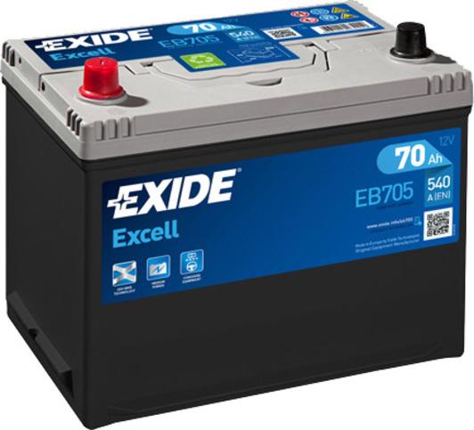 Акумулятор EXIDE EXCELL L EN540 70 Ah-12 V 266х172х223 мм (EB705)