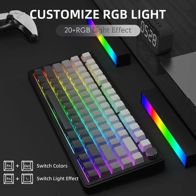 Клавиатура игровая attack shark X85 беспроводная механическая с RGB подсветкой с поддержкой HOT-SWAP Gradient Jade Switch White - фото 7 Клавиатура игровая attack shark X85 беспроводная механическая с RGB подсветкой с поддержкой HOT-SWAP Gradient Jade Switch White - фото 7