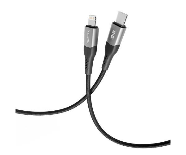 Кабель USB Ridea RC-US42 UltraStrong Type-C to Lightning 30W 3A 1,2 м Black