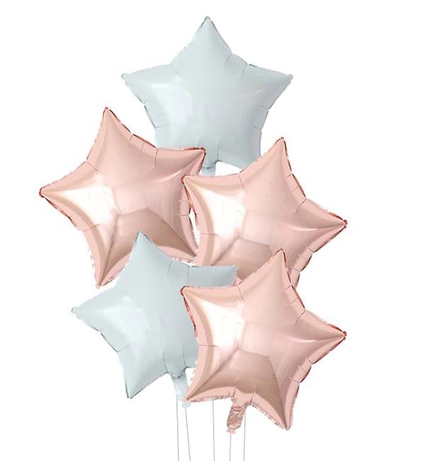 Повітряні кулі Star pink 5 шт. Gold/White
