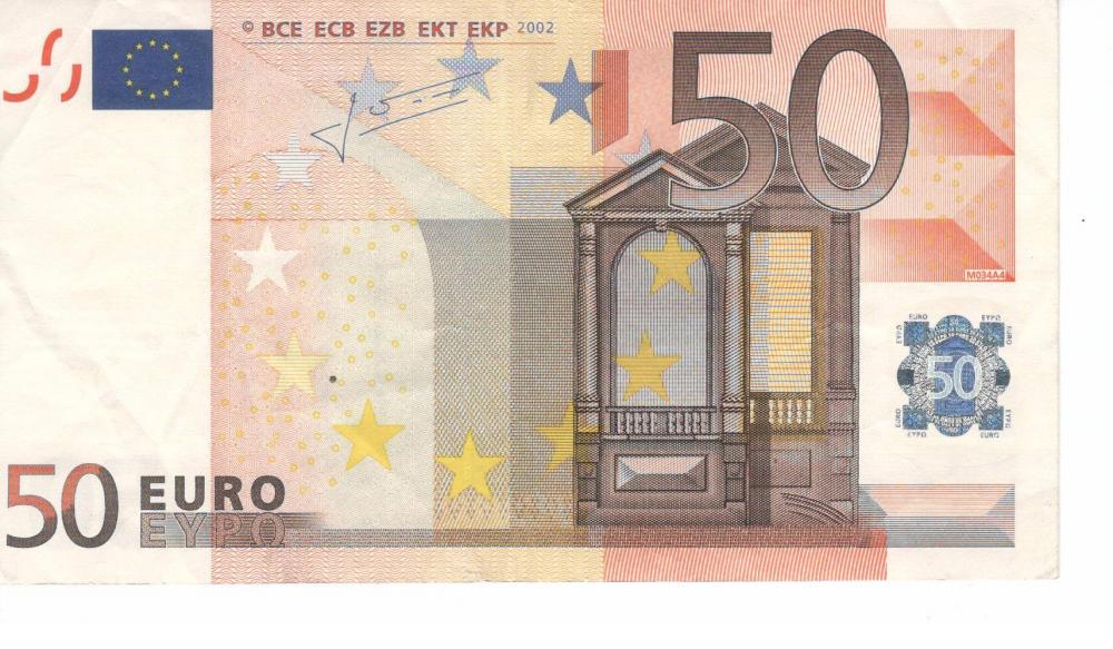 Коллекционная банкнота Испания 50 евро 2002 V M034 VF (Б06828)
