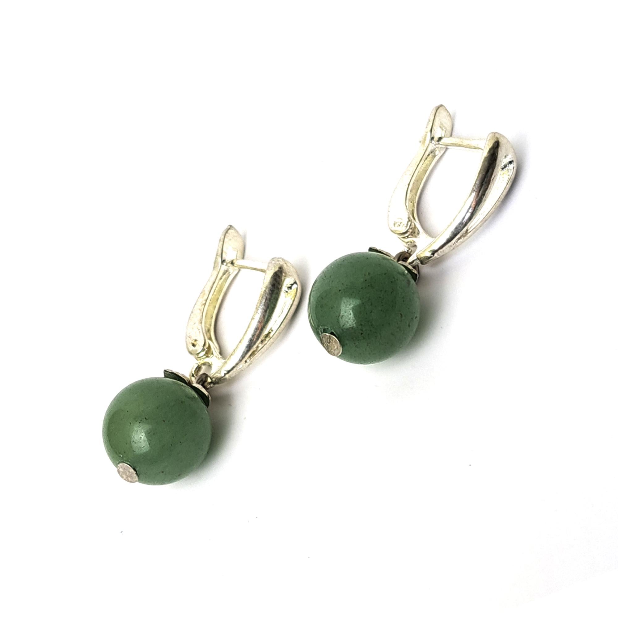 Серьги DARSANA Капля из натурального камня нефрит (DRSU501995)