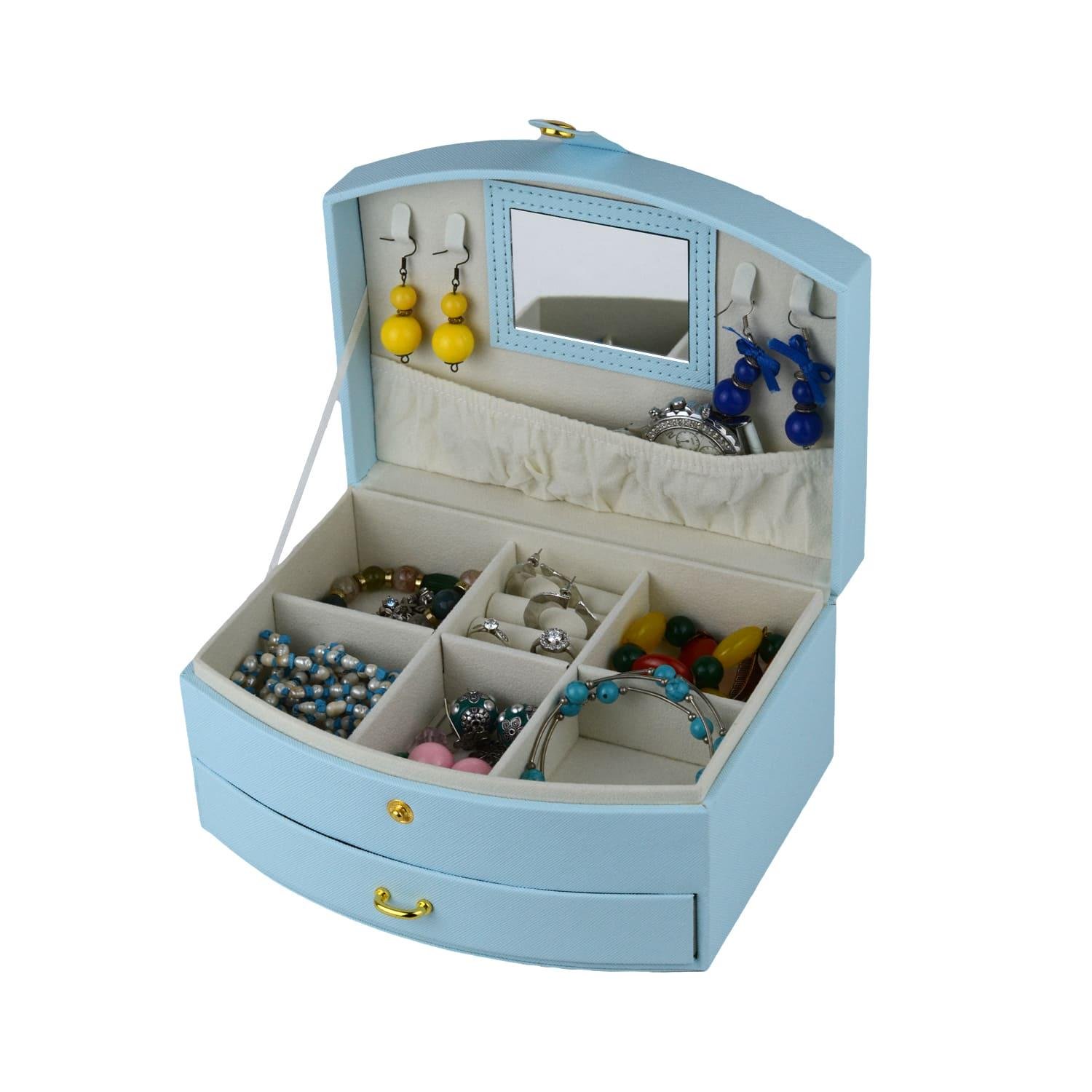 Шкатулка для украшений с зеркалом 20,5х15,5х10 см Голубой (ШДД-23-1) - фото 2 Шкатулка для украшений с зеркалом 20,5х15,5х10 см Голубой (ШДД-23-1) - фото 2