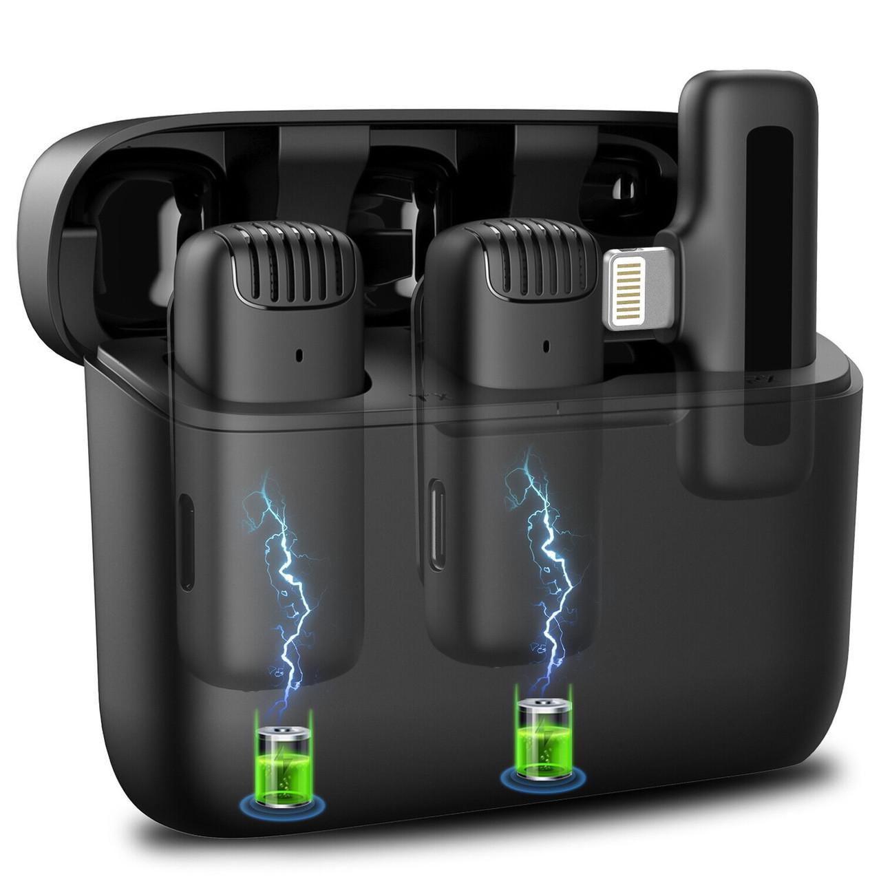Микрофон двойной петличный Savetek P31-2 Lightning для iPhone/iPad беспроводной до 20 м с зарядным кейсом - фото 3