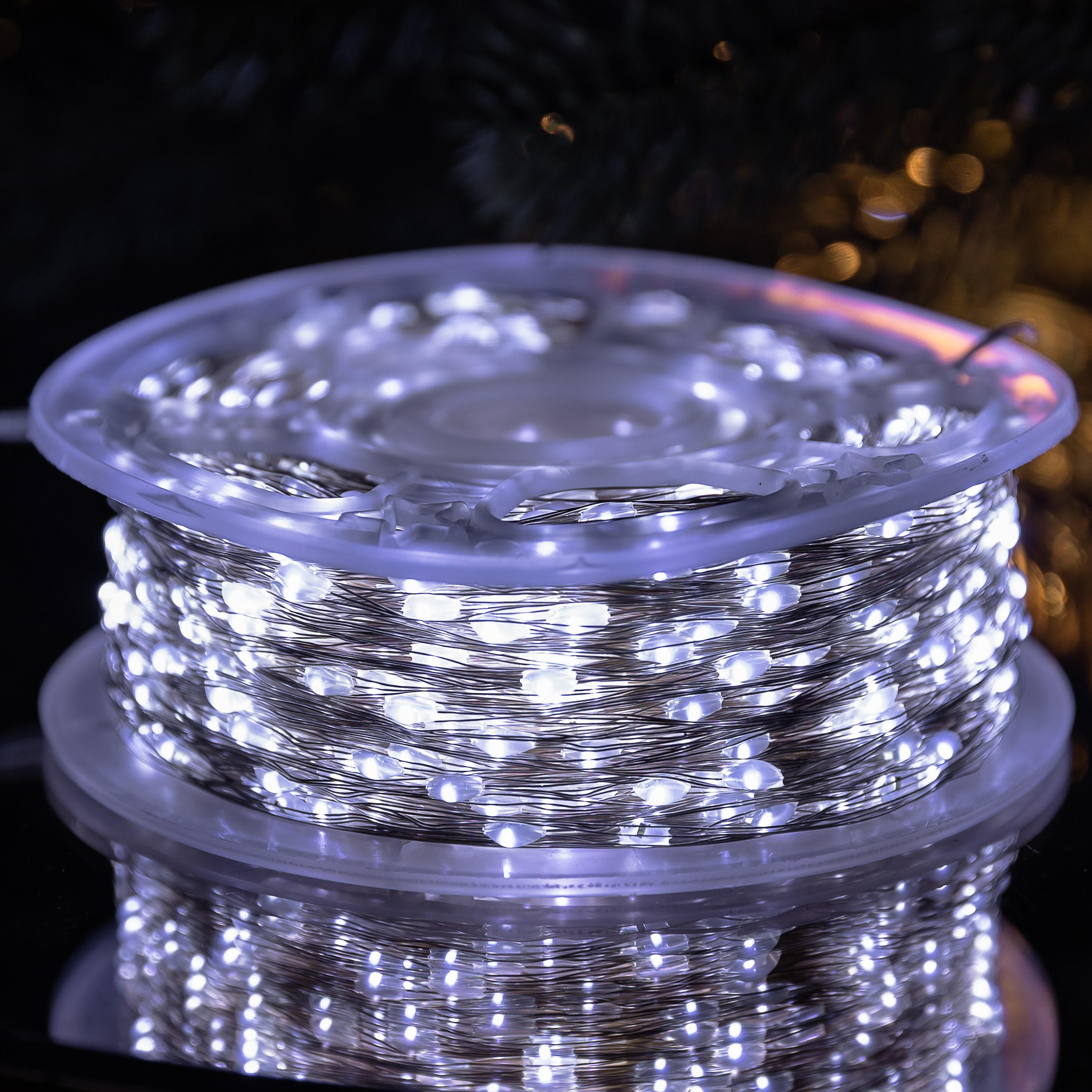 Гирлянда нить GarlandoPro 2000L200MWW Роса 2000 LED 200 м с пультом от сети Белый (118-107-2000L200MWW)