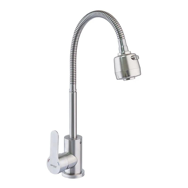 Смеситель для кухни MIXXUS DAX-011 REFLECTOR с гибким изливом нержавеющая сталь SUS304 (MI6076)
