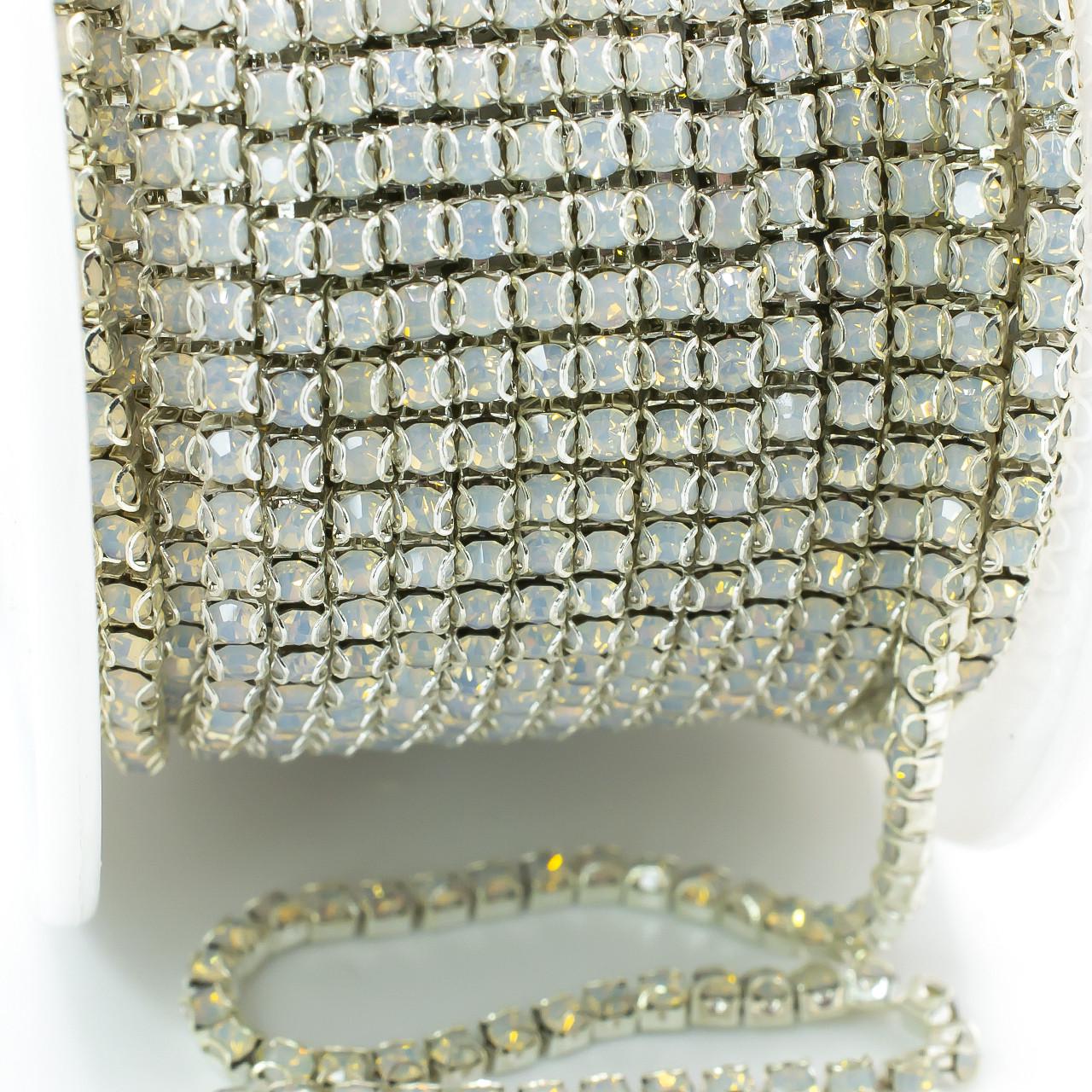 Цепь стразовая SS6 2 мм 1 м White opal silver (ЦС0602с31)