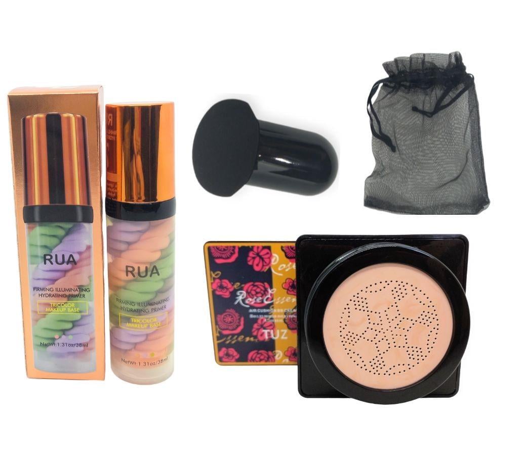 Комплект тональный крем-кушон TUZ Air cushion Beauty беж и база под макияж RUA натуральный финиш увлажняющий